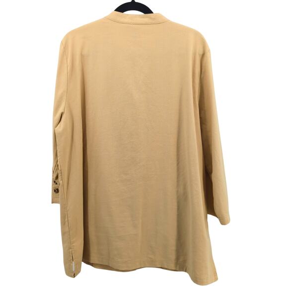 Multiples Linen Blend Jacket Button Front 1X Tan Minimalist Neutral Outwear - Picture 10 of 11